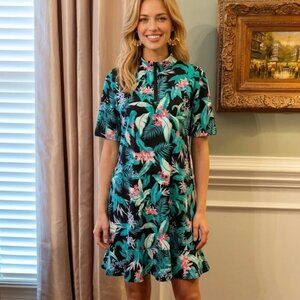 NWOT Tommy Bahama Tropical Floral Short Sleeve Golf Dress US Size LARGE
